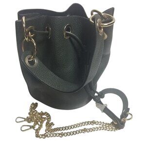 NWOT DV Made in Italy Women's Pebble Leather Mini Bucket Forest Green Crossbody